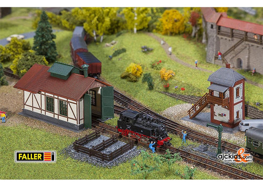 Faller 222108 - Branch line engine shed with block post Set