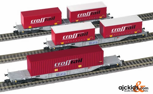 Fleischmann 524101 3-part Set container carrying wagons of the Crossrail AG