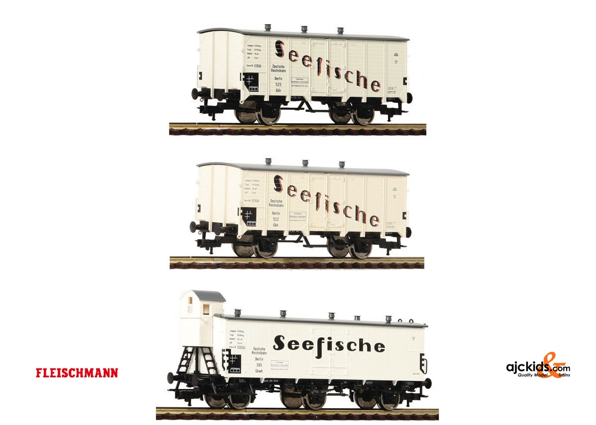 Fleischmann 538101 3 piece set goods wagons Seefische G