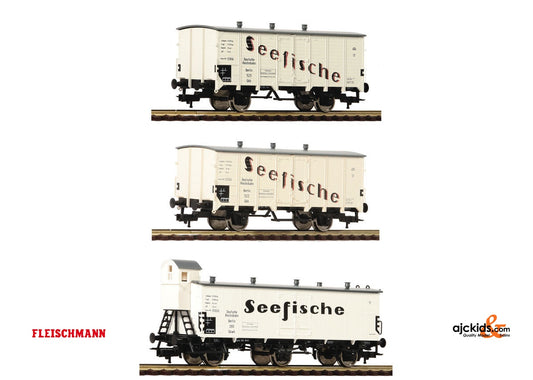 Fleischmann 538101 3 piece set goods wagons Seefische G