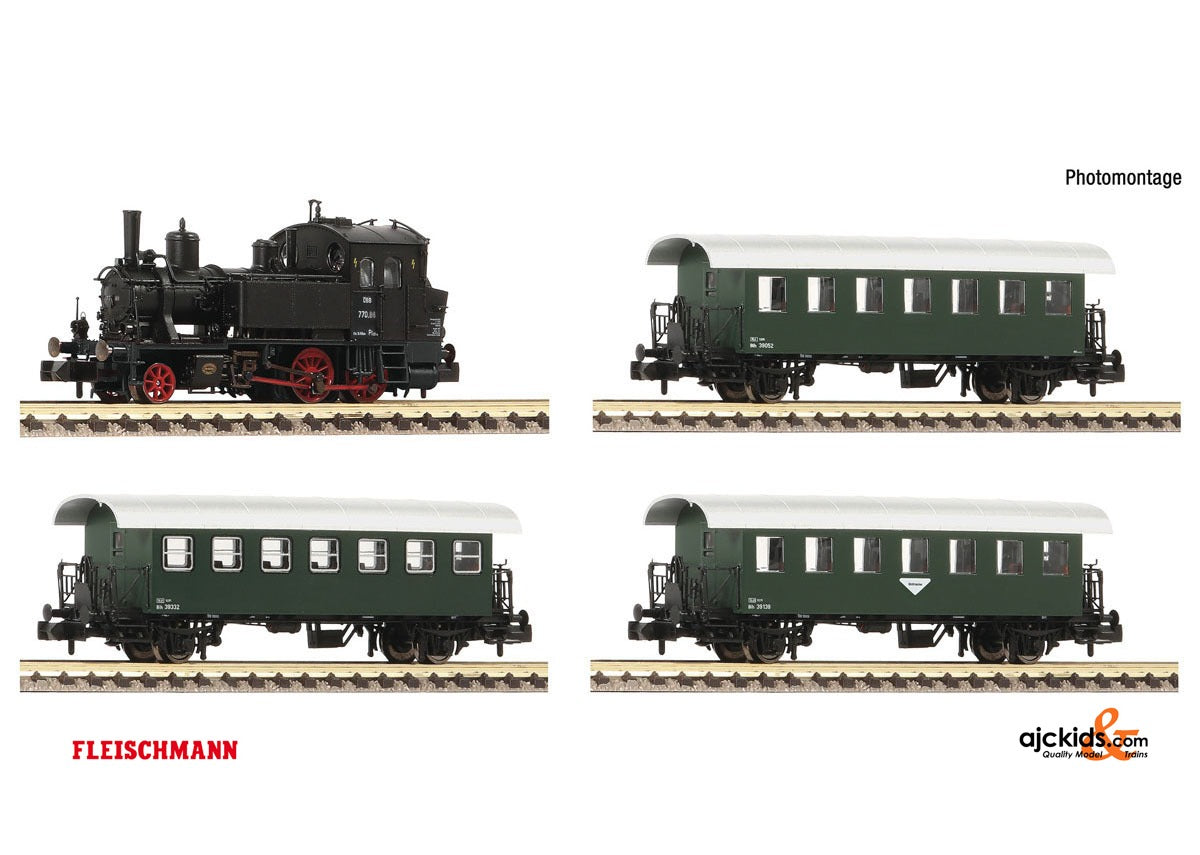 Fleischmann 707006 4 piece set: Steam locomotive Rh 770 with passenger train ÖBB