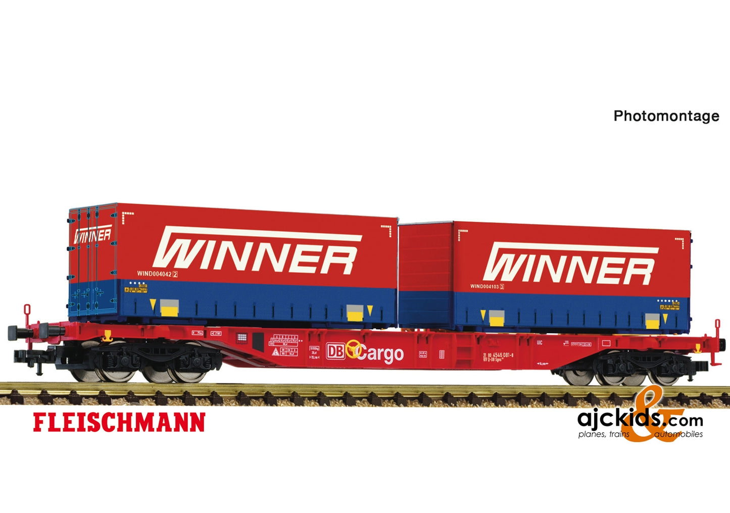 Fleischmann 825037 - Container carrier wagon + Winner Display 825030 #7