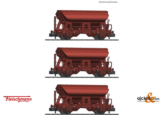 Fleischmann 830351 -3 piece set: Swing roof wagons, DB
