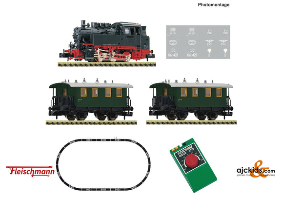 Fleischmann 931706 -Analogue Starter Set: Steam locomotive class 80 with passenger train