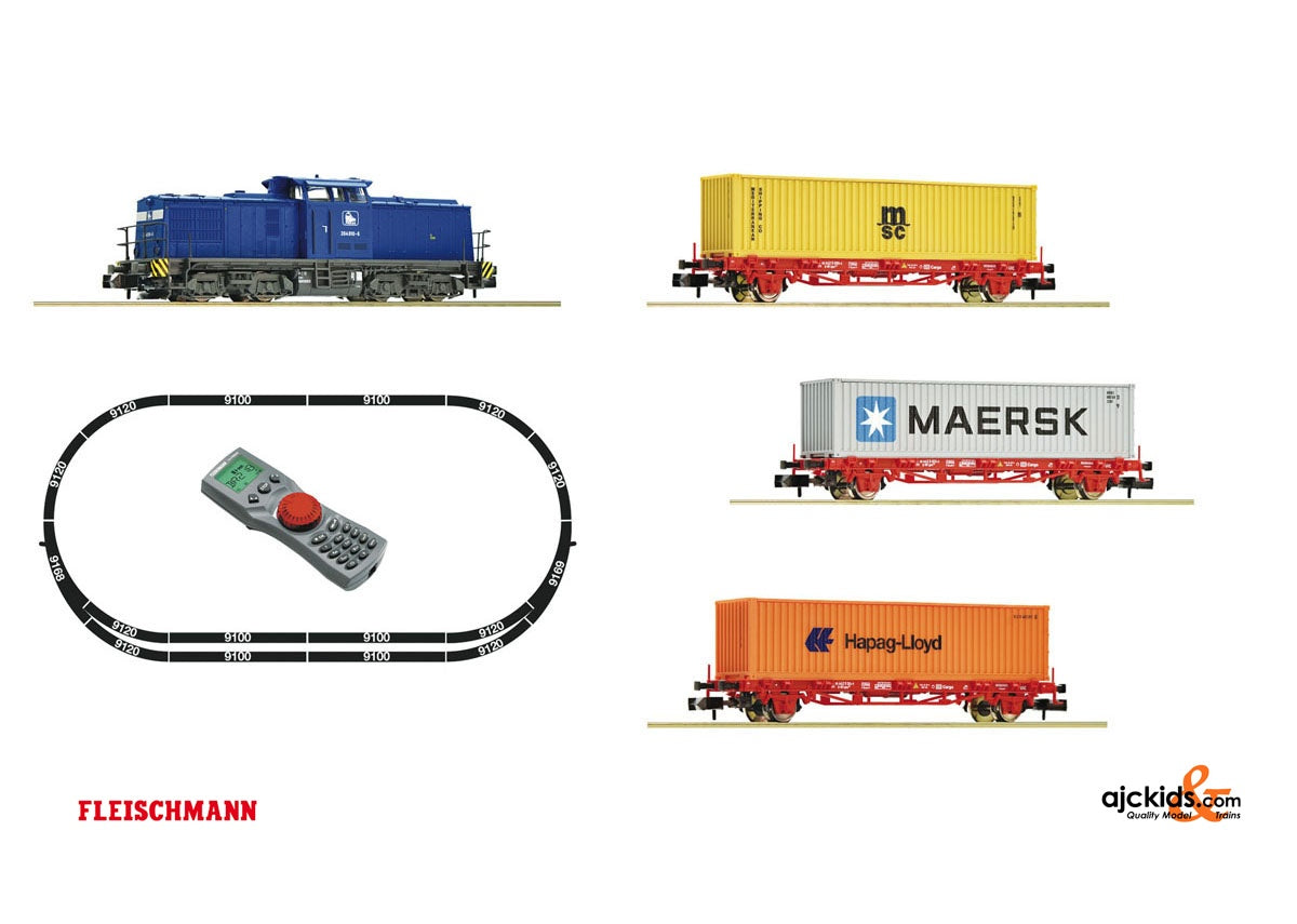 Fleischmann 931882 Digital starter set z21: Locomotive BR204 and container train (Poppfarben); PRESS