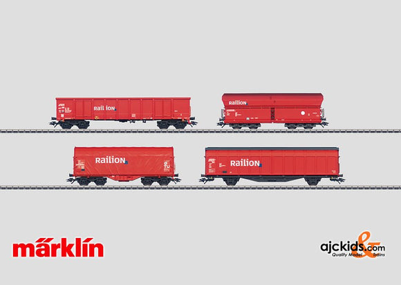 Marklin 00757 - Set of 4 Freight Cars in a Railion Display in H0 Scale