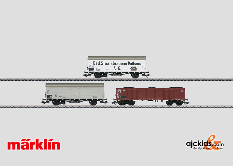 Marklin 00767 - Red Marker Lights Set with 3 Freight Cars in H0 Scale