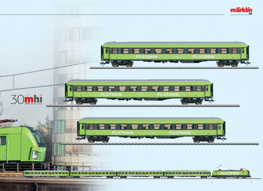 Marklin 42955 - Express Train Passenger Car Set Flixtrain
