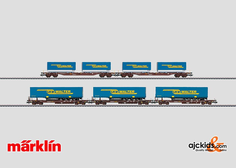 Marklin 47075 - Flat Car Set with Semi-Truck Trailers