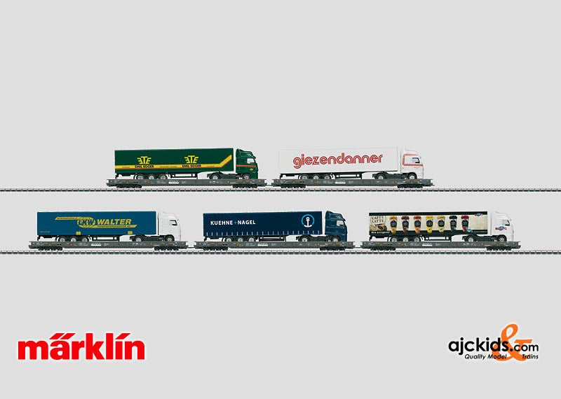 Marklin 47416 - Rolling Road Set with 5 Depressed Floor Flat Cars