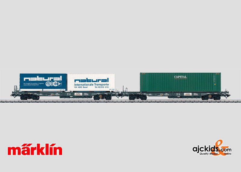 Marklin 47449 - Deep Well Flat Cars with containers.