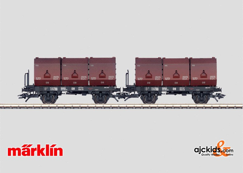 Marklin 48271 - Two class Okmm 38 flat cars with containers