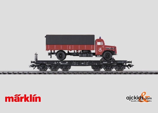 Marklin 48756 - Heavy-Duty Flat Car with Fire Department Truck.