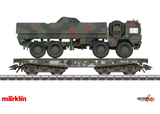 Marklin 48797 - Heavy-Duty Flat Car with German Army MAN 10t GL truck