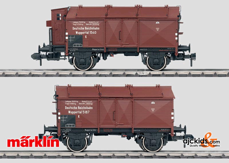 Marklin 58503 - 2 Gondolas with Hinged Hatches Roofs