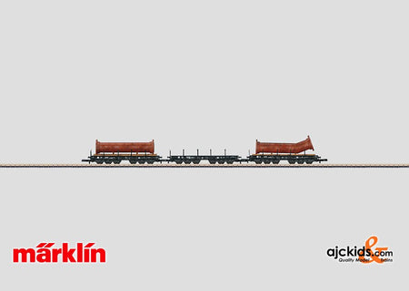 Marklin 82349 - Heavy-Duty Flat Car Set with a Load of Flanged Pipe