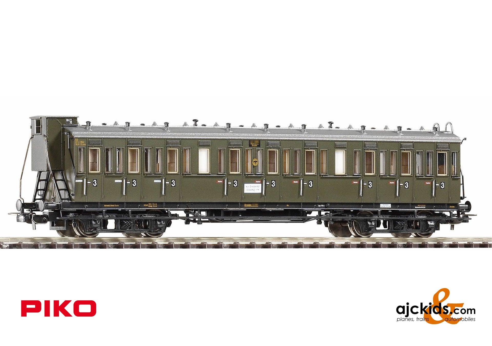 Piko 53333 at Ajckids.com, C4 3rd Cl. Comp. Coach w/Brake Cab DRG II