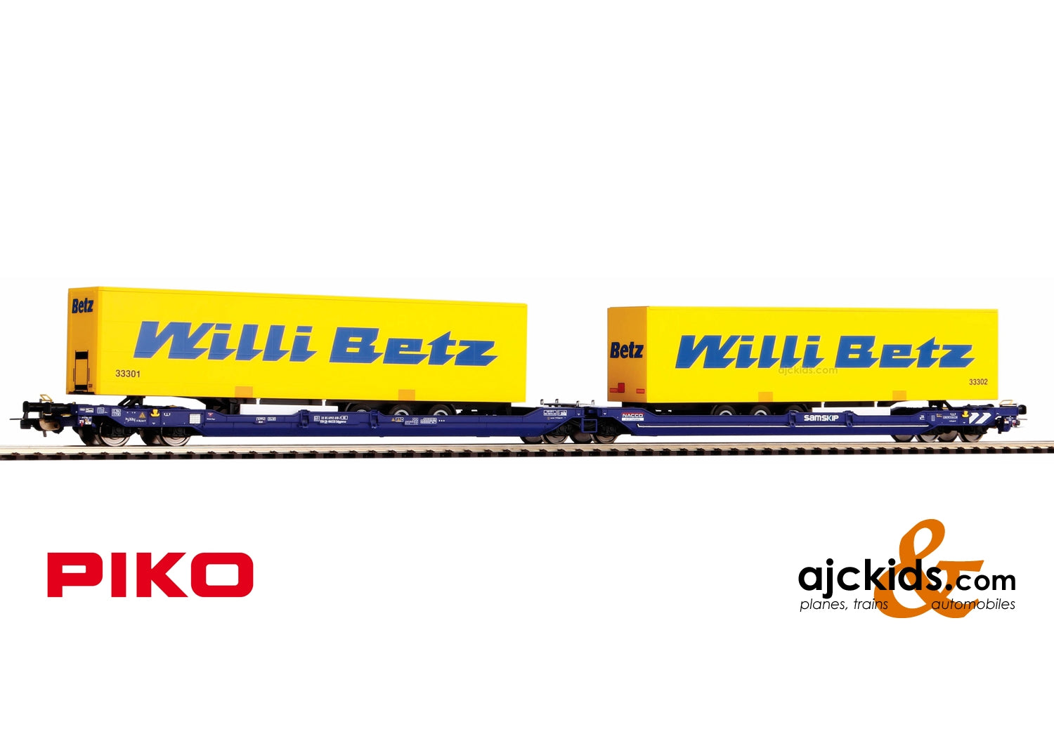 Piko 58955 - Articulated Well Car w/Willi Betz Trailers Nacco VI