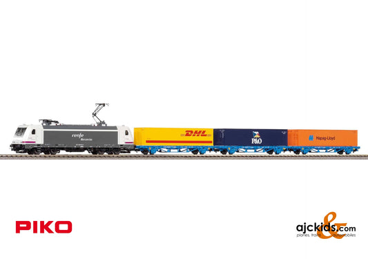 Piko 96900 - Start-Set mit Bettung TRAXX RENFE mit 3 Containertragwagen, EAN: 4015615969006