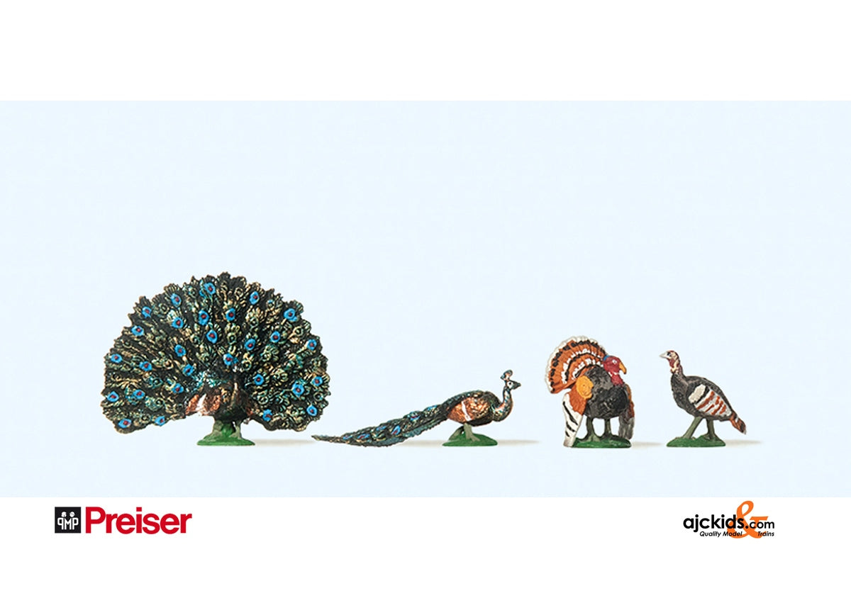 Preiser 10166 Turkeys & Peacocks 4 pcs