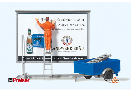 Preiser 10526 Worker/Ladder/Billboard