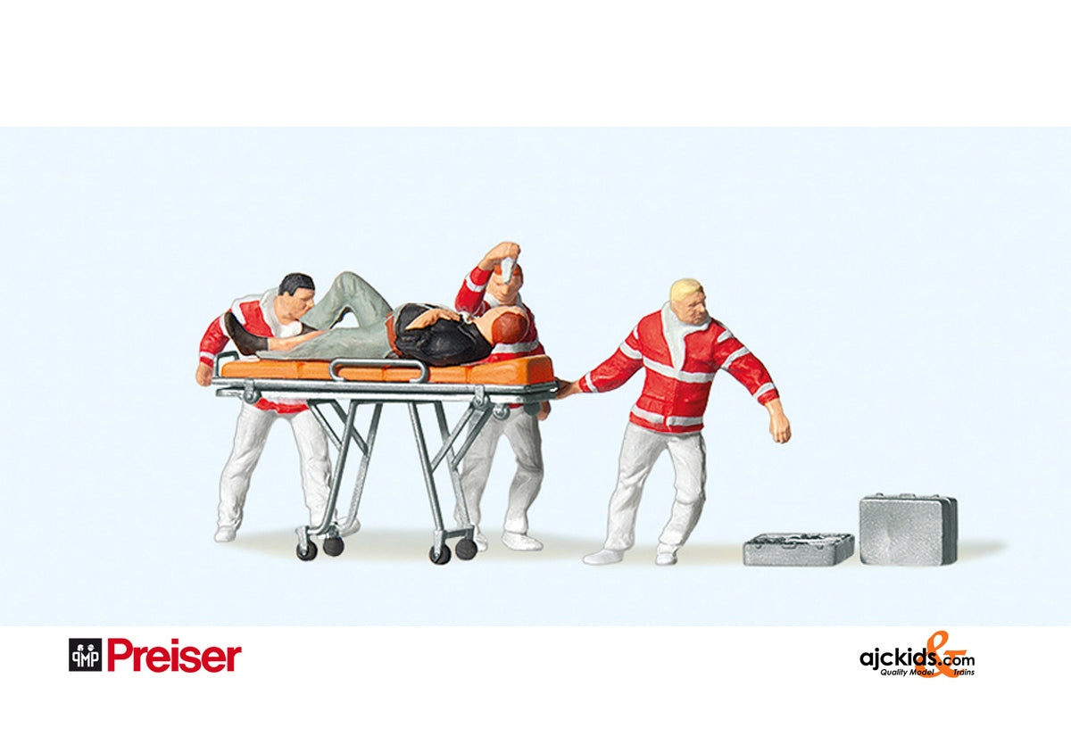 Preiser 10532 Paramedics with Stretcher 4 pcs