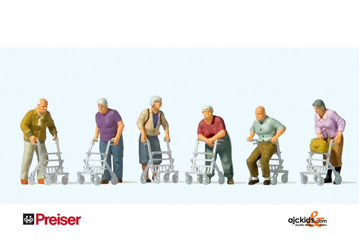 Preiser 10718 Elderly Ppl with Walkers 6 pcs