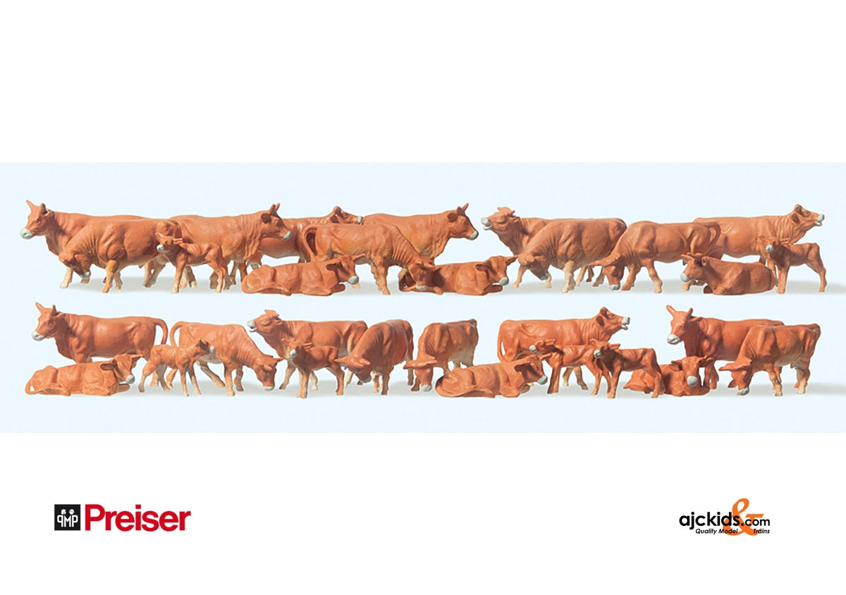 Preiser 14409 Cows Brn/Wht 30/