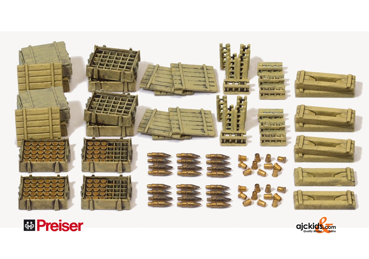 Preiser 16603 Howitzer Ammo & Crates