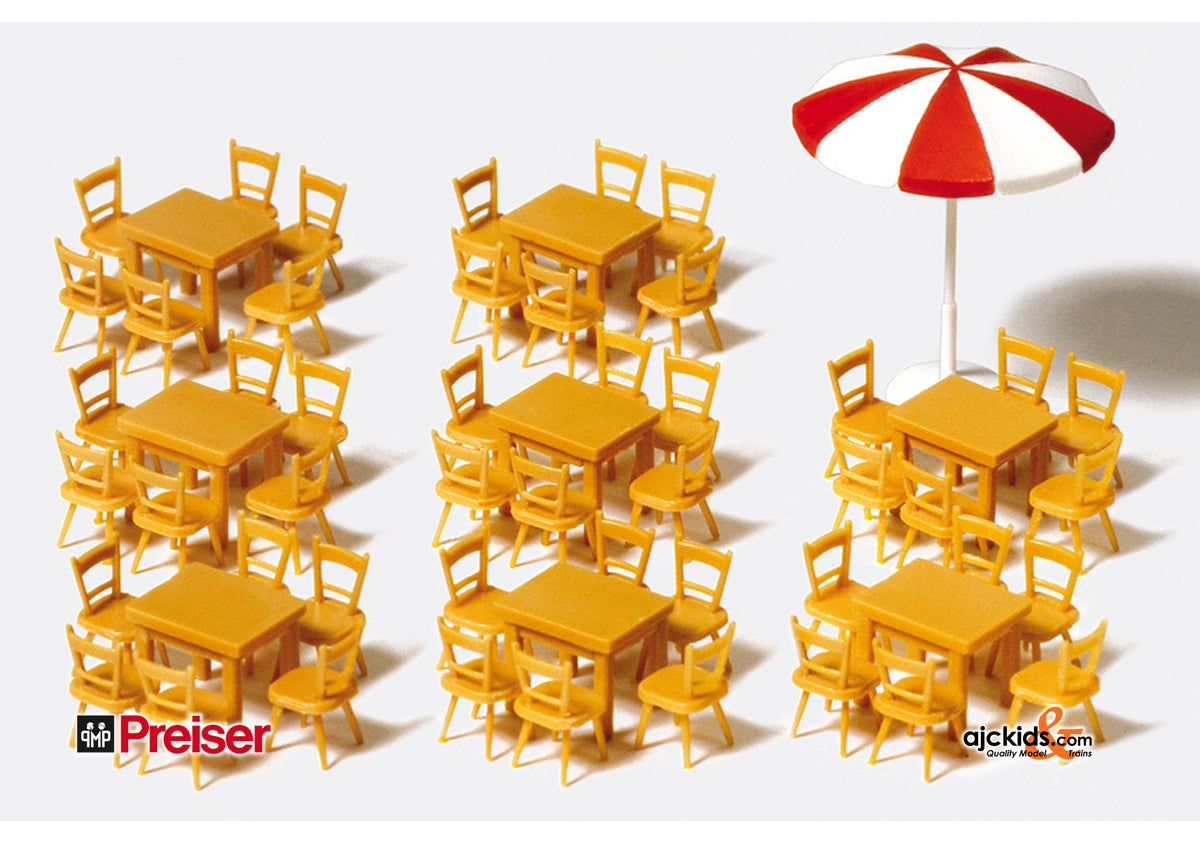 Preiser 17201 Table/Chairs/Umbrella 56/