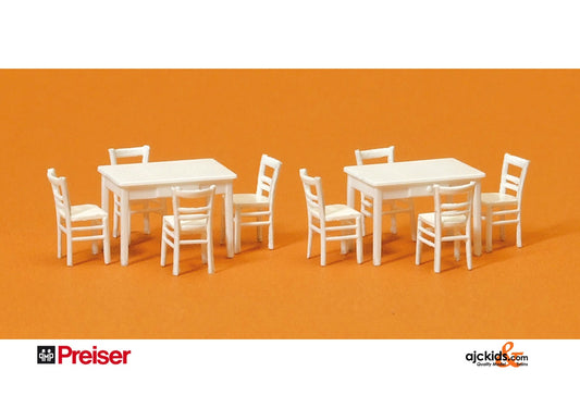 Preiser 17217 Table & Chairs Wht 10 pcs