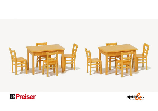 Preiser 17218 Table & Chairs Wooden 10 pcs