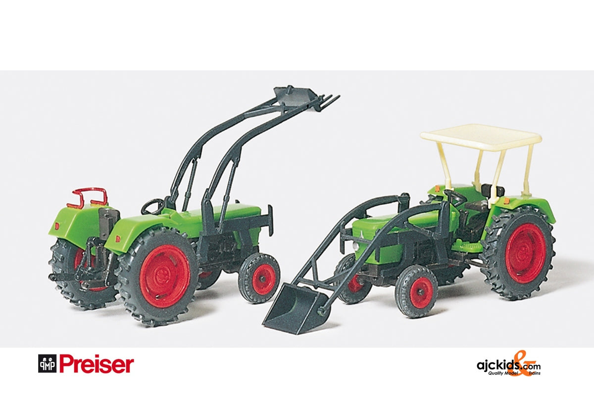 Preiser 17922 Deutz trctr with shvl/fork