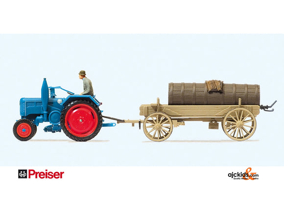 Preiser 17939 Lanz D Tractr with Wagon