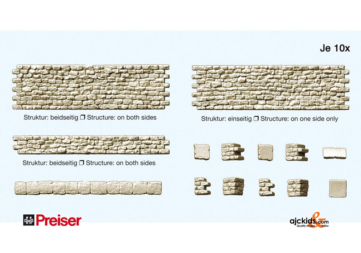 Preiser 18215 Cut Stone Wall Kit