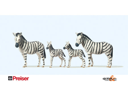 Preiser 20387 Zebras Adults & Foals 4 pcs