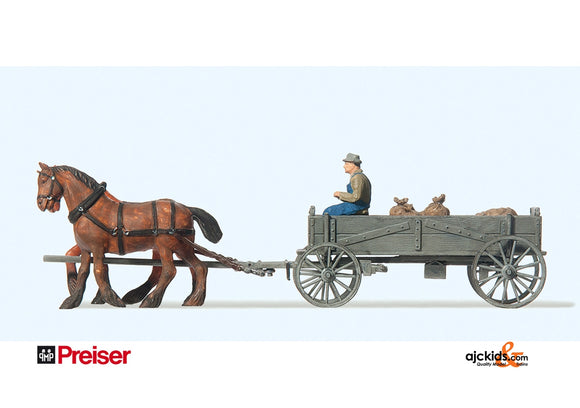 Preiser 30411 - Farmer on Box Wagon with Horse