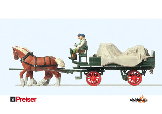 Preiser 30446 - Horse Drawn Wagon with Tarp