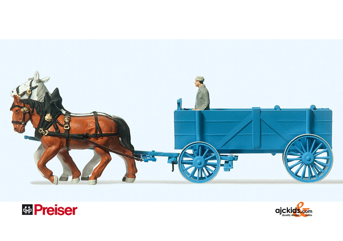 Preiser 30468 - Ore Wagon with horses/driver