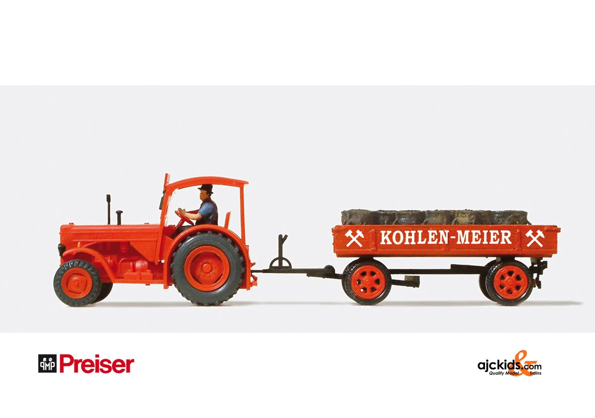 Preiser 38041 - Tractor with Coal Trailer