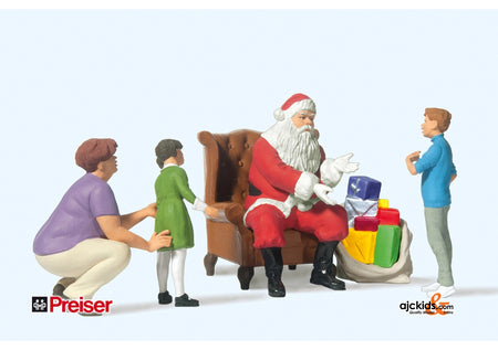 Preiser 44931 Santa in Chair with Mom/Kids