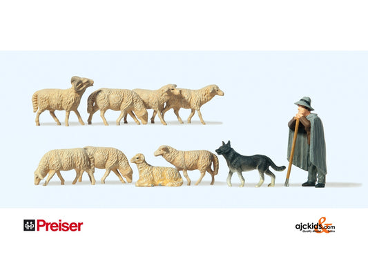 Preiser 65325 - Shepherd/sheep/dog