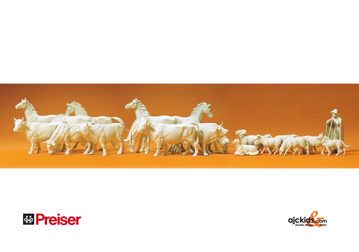 Preiser 72511 Horses/Cows/Sheep Unp 2 2 pcs