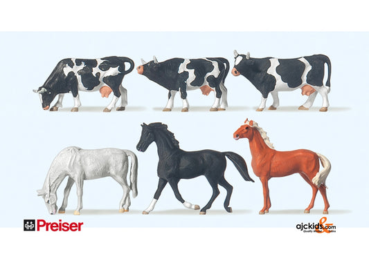 Preiser 75019 - Horses/cows 1:120 6 pcs