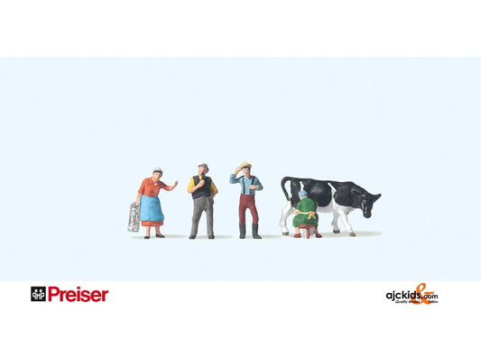 Preiser 79039 Farm people with cow (4 pieces)