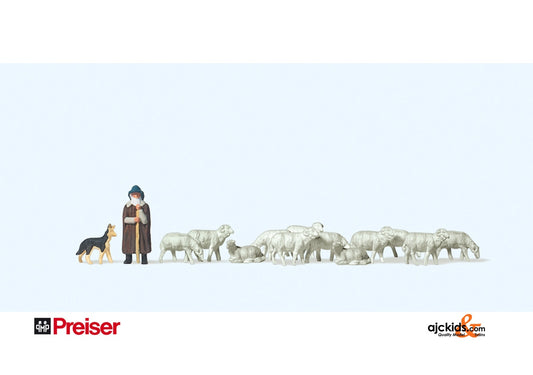 Preiser 79160 Shepherds & flock with dog