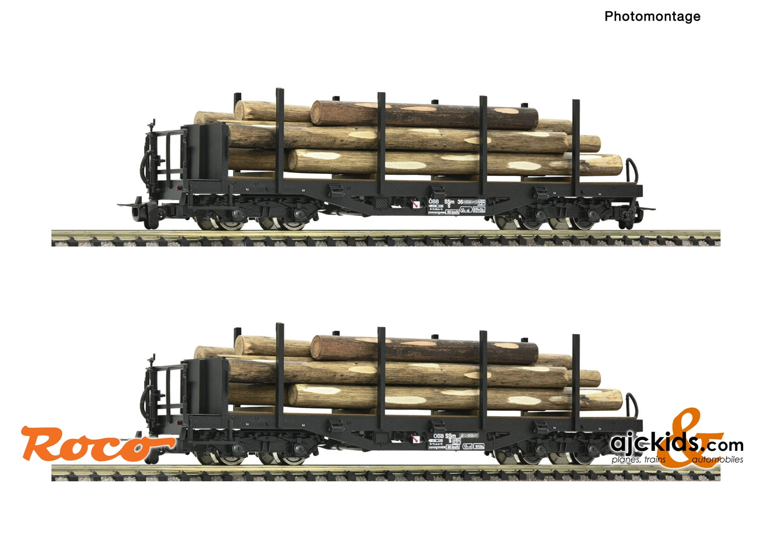 Roco 34582 - 2 piece set: Stake wagons