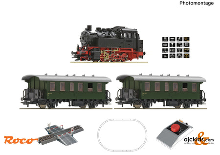 Roco 5100001 - Analogue start set: Steam locomotive class 80 with passenger train at Ajckids.com