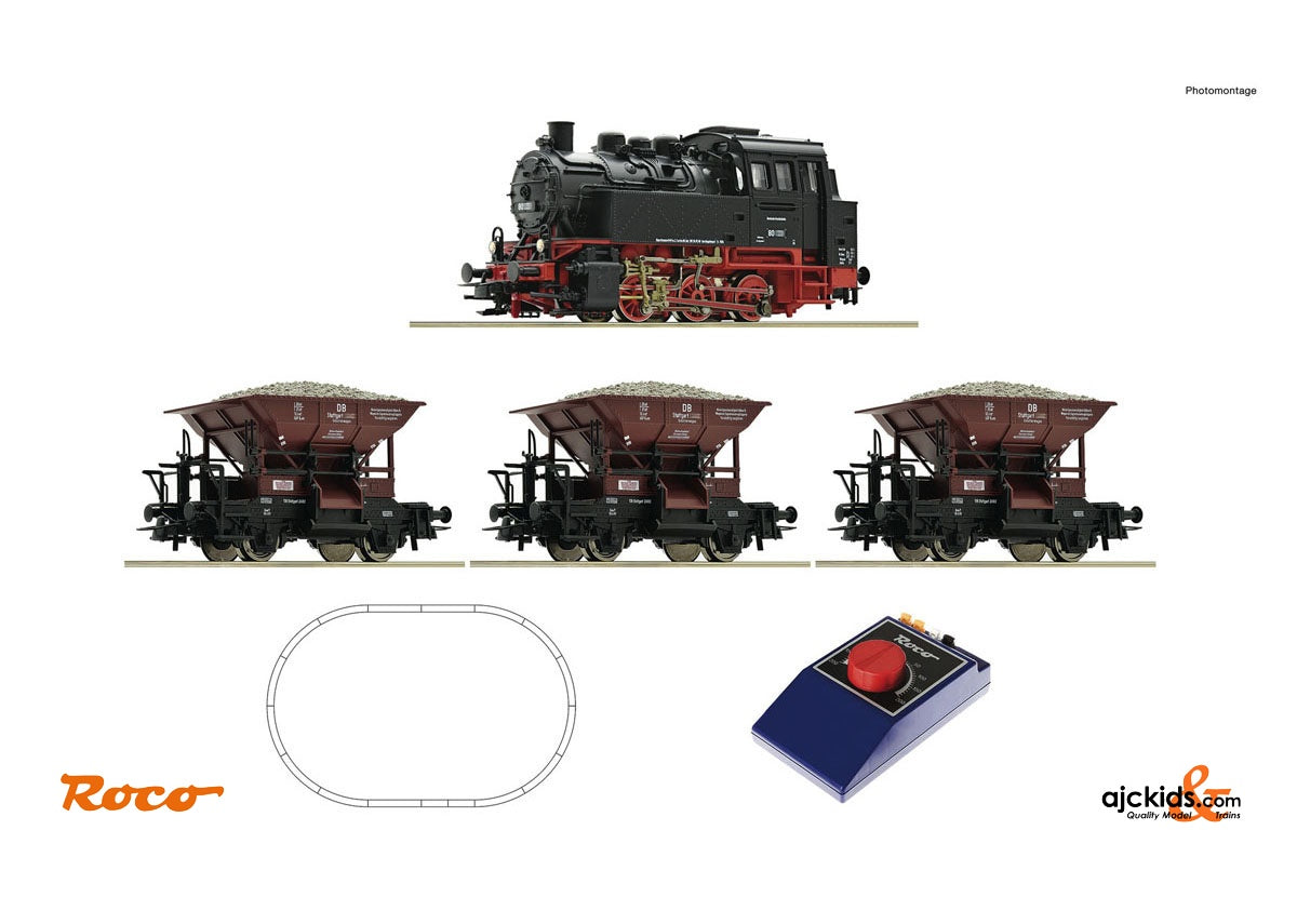 Roco 51159 Analogue Start Set: Steam locomotive class 80 with wagon train