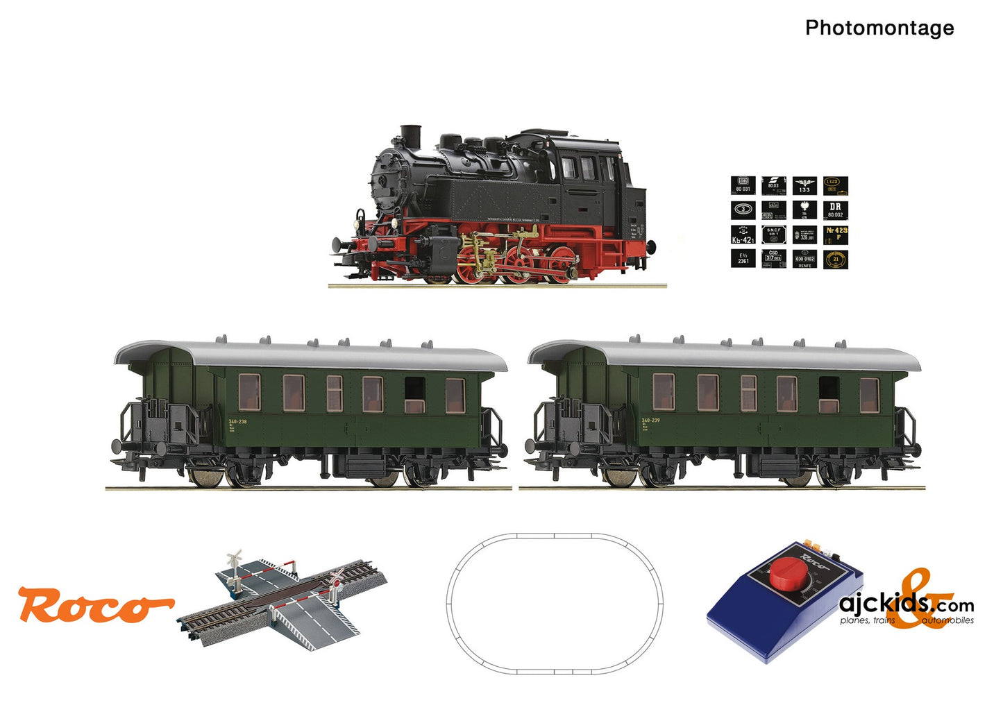 Roco 51161 -Analogue Starter Set: Steam locomotive class 80 with a passenger train